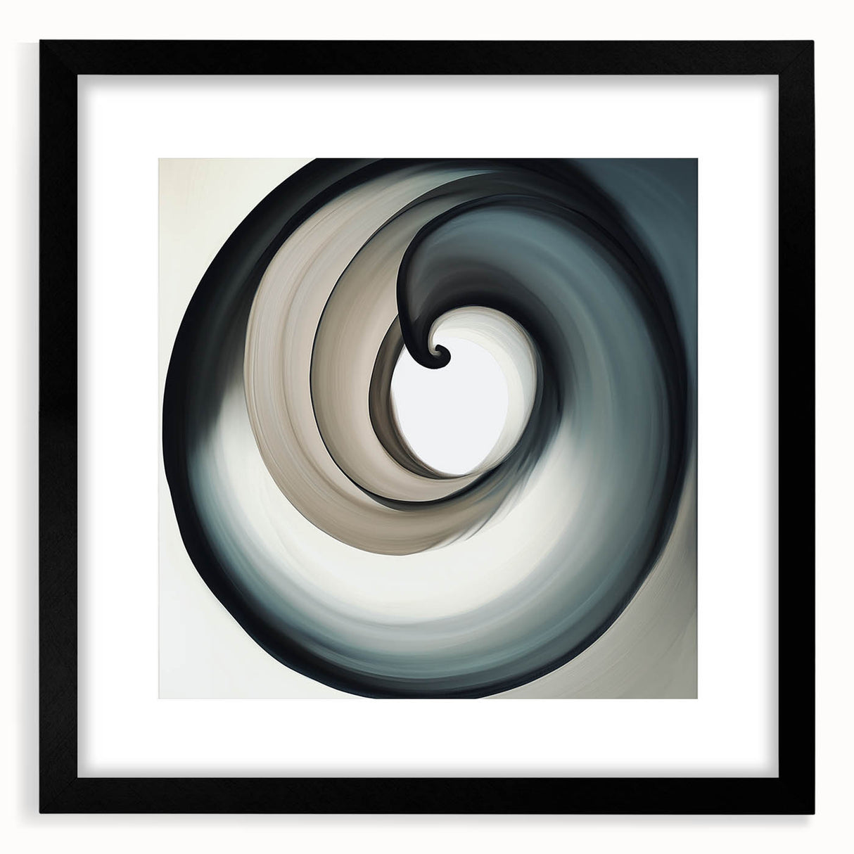 Minimalist Abstract Wall Art – Beige, Gray & Black Spiral Canvas