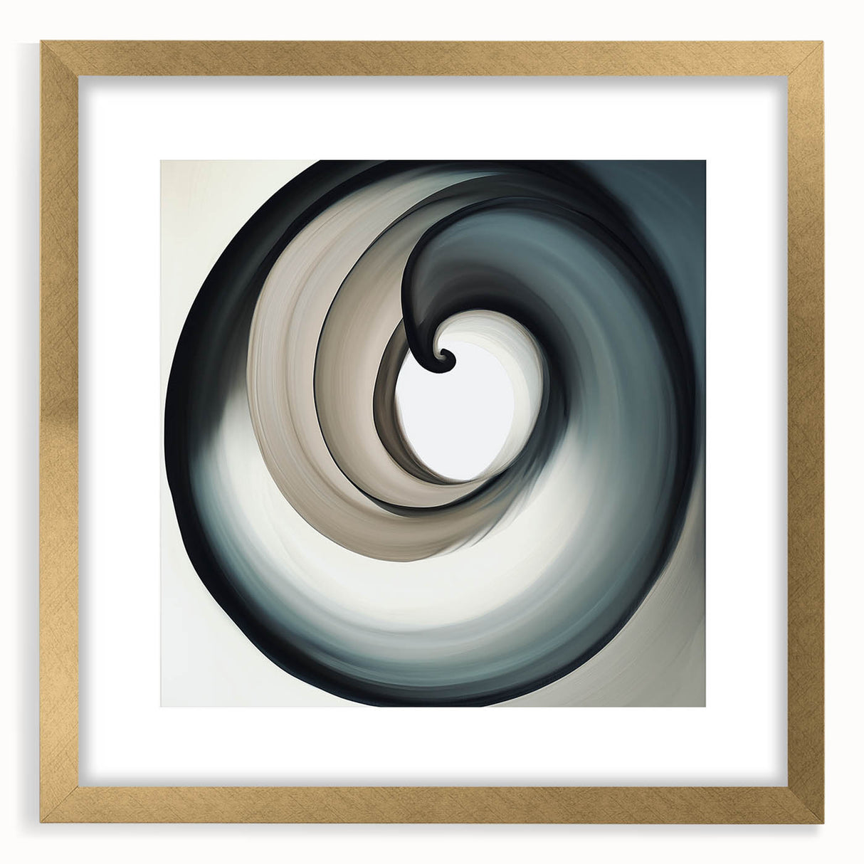 Minimalist Abstract Wall Art – Beige, Gray & Black Spiral Canvas