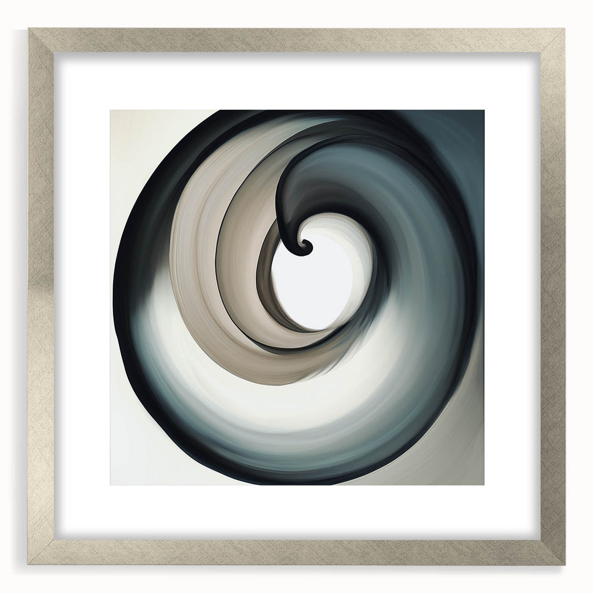 Minimalist Abstract Wall Art – Beige, Gray & Black Spiral Canvas