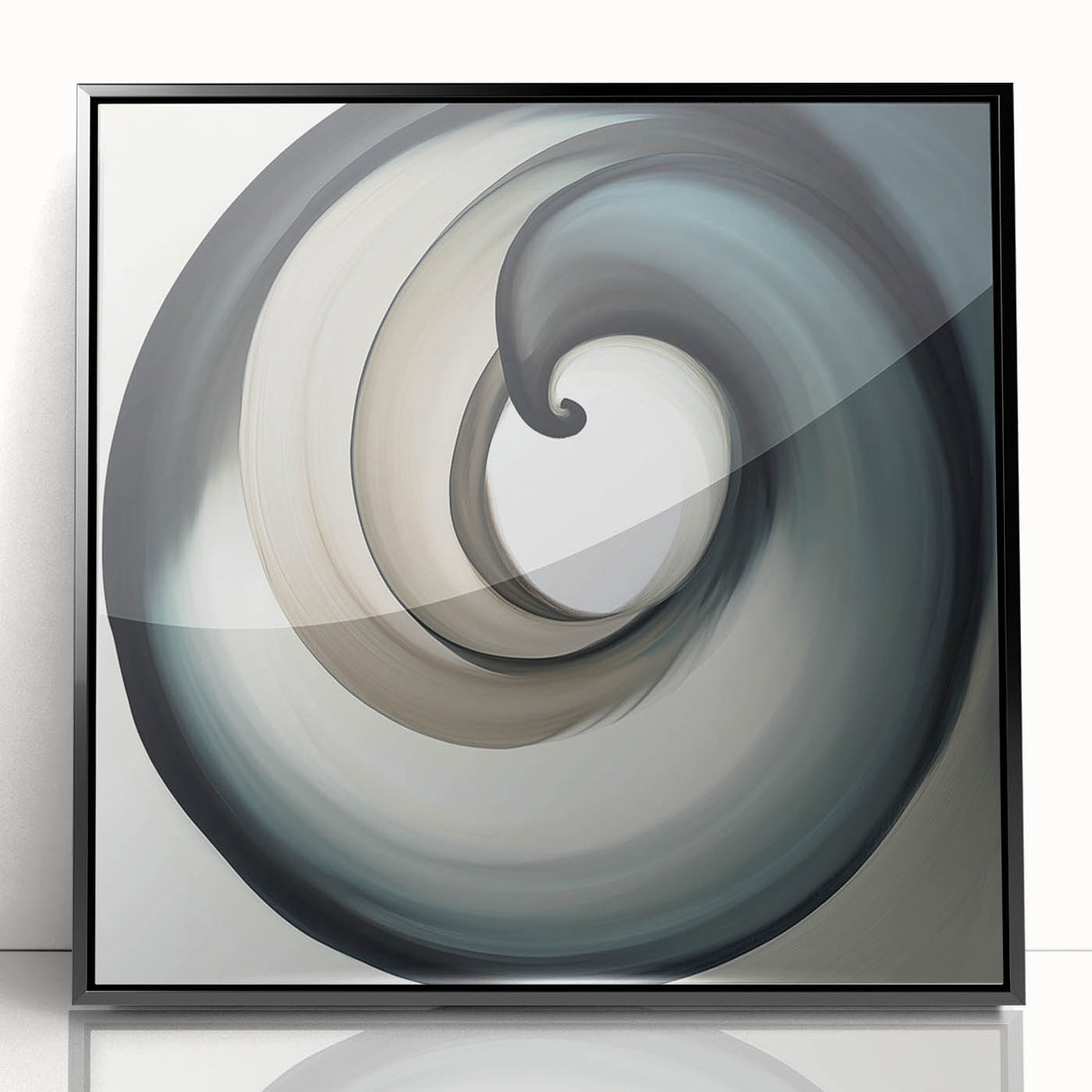 Minimalist Abstract Wall Art – Beige, Gray & Black Spiral Canvas
