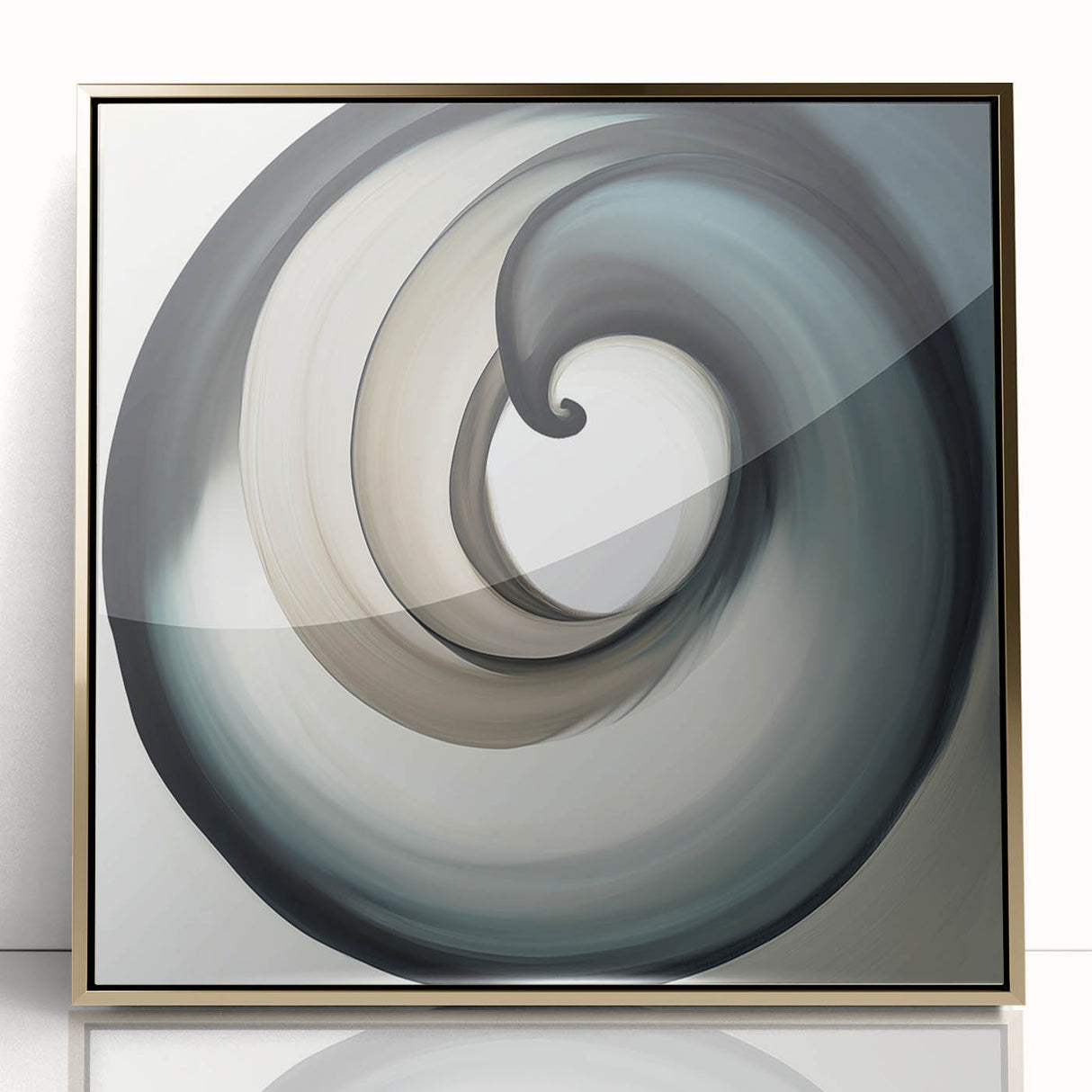 Minimalist Abstract Wall Art – Beige, Gray & Black Spiral Canvas