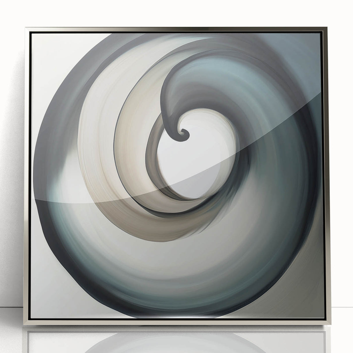 Minimalist Abstract Wall Art – Beige, Gray & Black Spiral Canvas