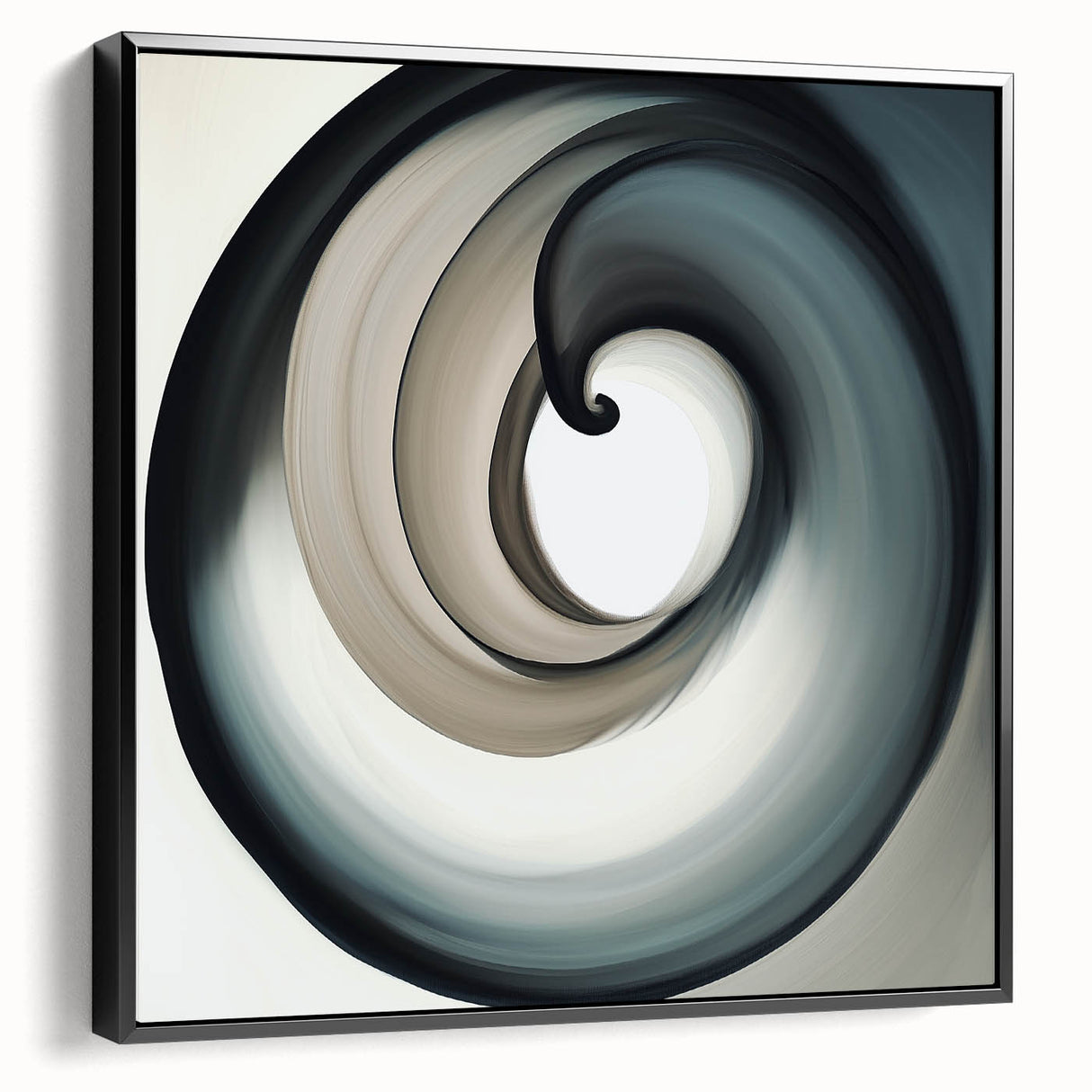 Minimalist Abstract Wall Art – Beige, Gray & Black Spiral Canvas