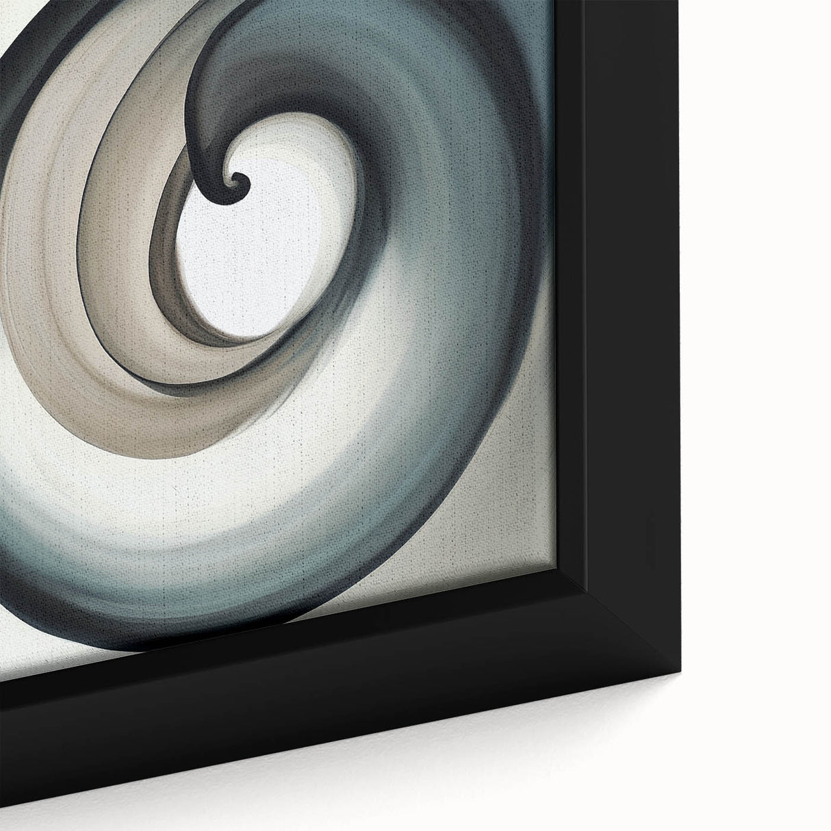 Minimalist Abstract Wall Art – Beige, Gray & Black Spiral Canvas