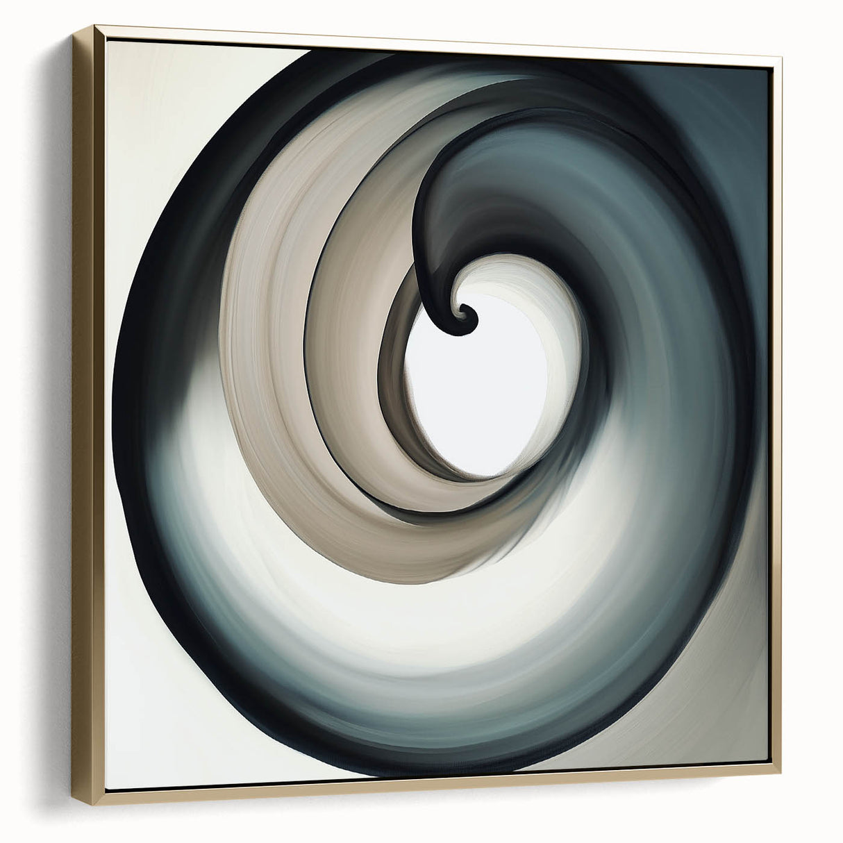 Minimalist Abstract Wall Art – Beige, Gray & Black Spiral Canvas