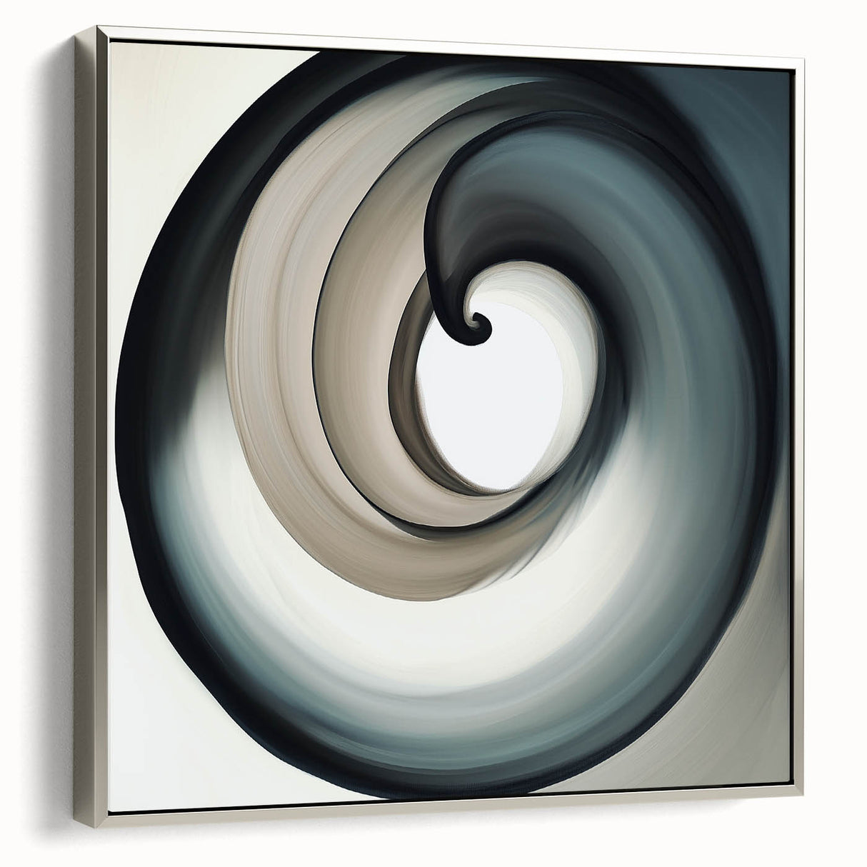 Minimalist Abstract Wall Art – Beige, Gray & Black Spiral Canvas