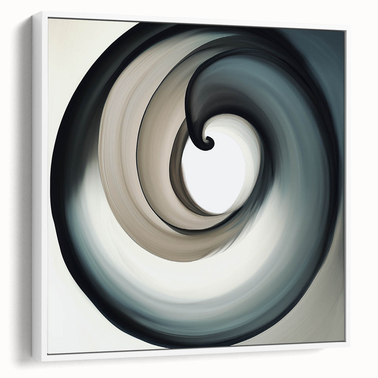 Minimalist Abstract Wall Art – Beige, Gray & Black Spiral Canvas