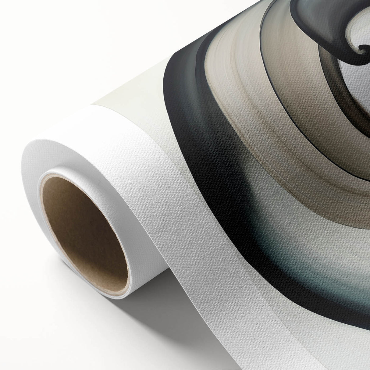 Minimalist Abstract Wall Art – Beige, Gray & Black Spiral Canvas