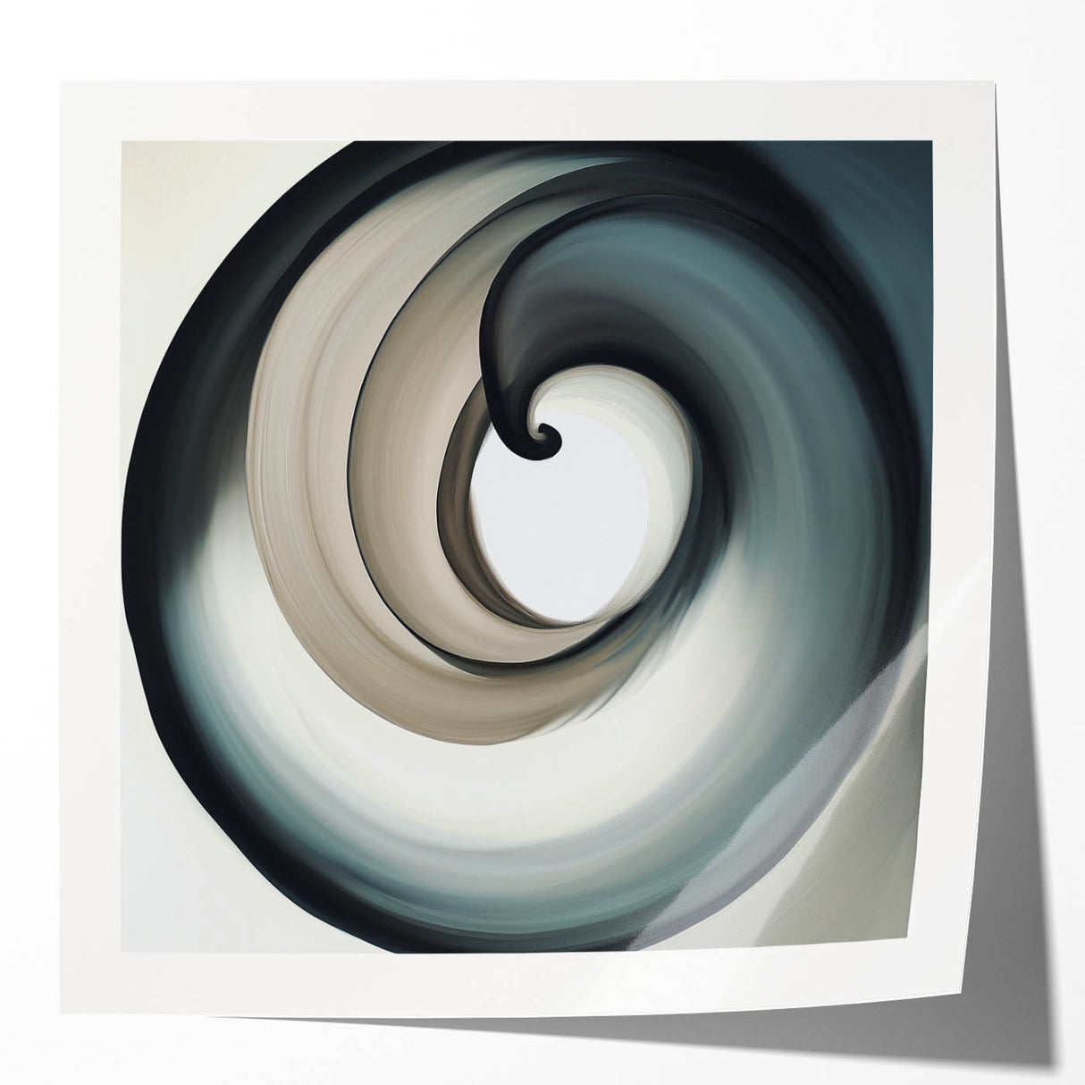 Minimalist Abstract Wall Art – Beige, Gray & Black Spiral Canvas