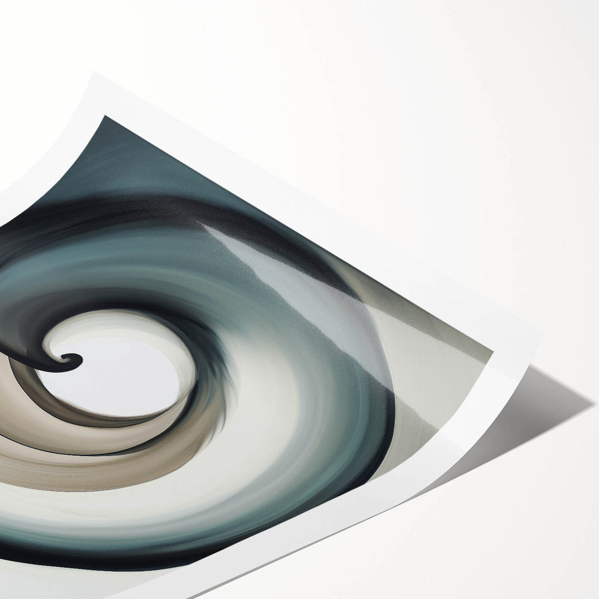 Minimalist Abstract Wall Art – Beige, Gray & Black Spiral Canvas
