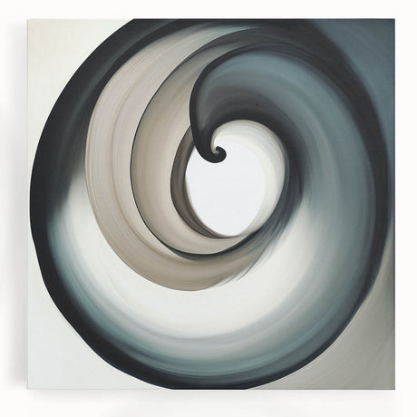 Minimalist Abstract Wall Art – Beige, Gray & Black Spiral Canvas