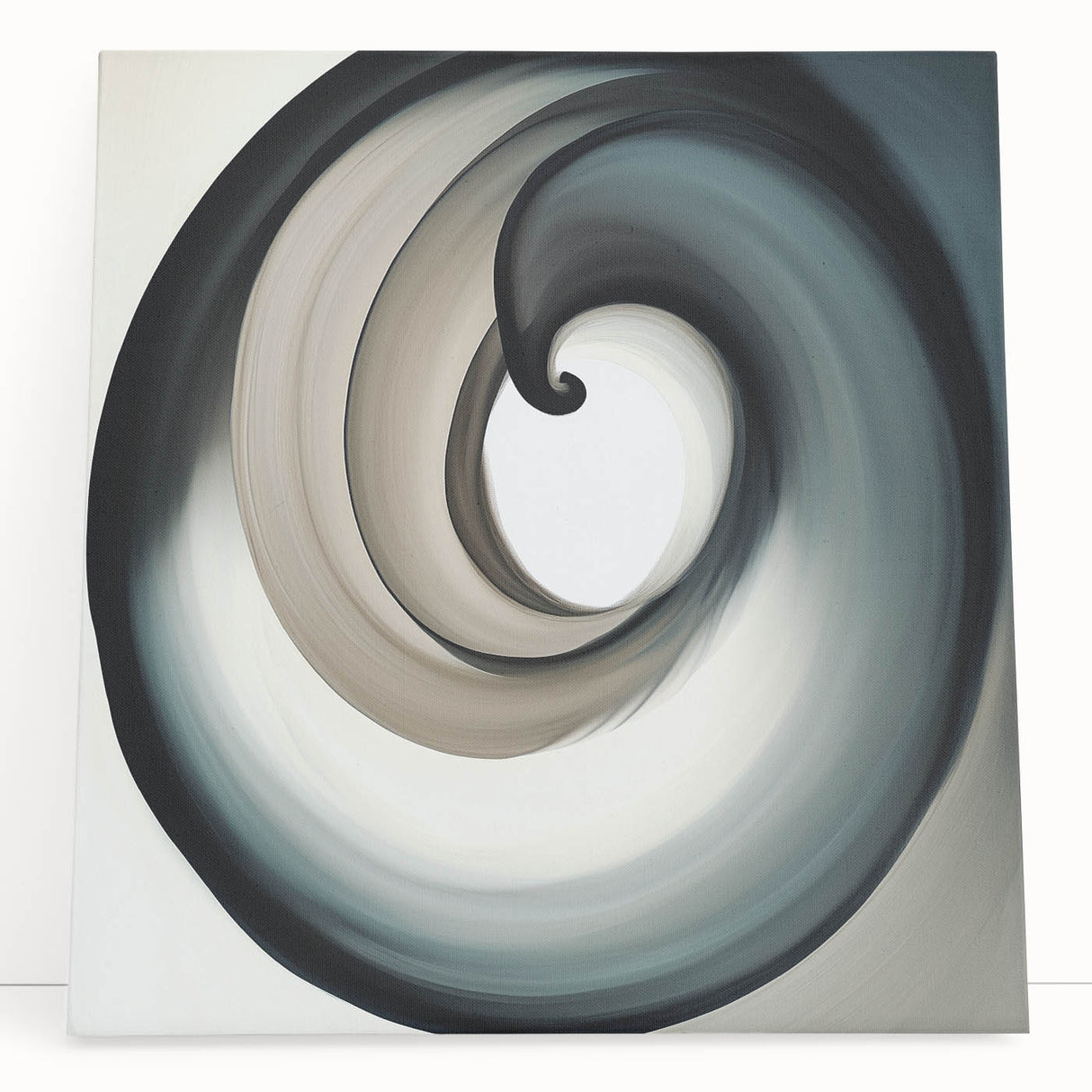 Minimalist Abstract Wall Art – Beige, Gray & Black Spiral Canvas