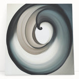 Minimalist Abstract Wall Art – Beige, Gray & Black Spiral Canvas