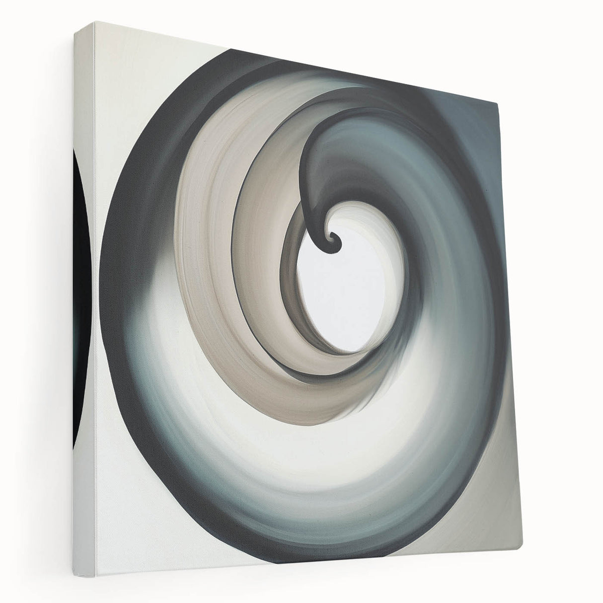 Minimalist Abstract Wall Art – Beige, Gray & Black Spiral Canvas