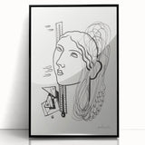 Modern Wall Art - Abstract Black & White Woman Illustration for Minimalist Decor