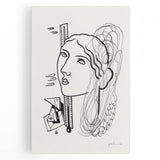 Modern Wall Art - Abstract Black & White Woman Illustration for Minimalist Decor