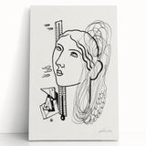 Modern Wall Art - Abstract Black & White Woman Illustration for Minimalist Decor