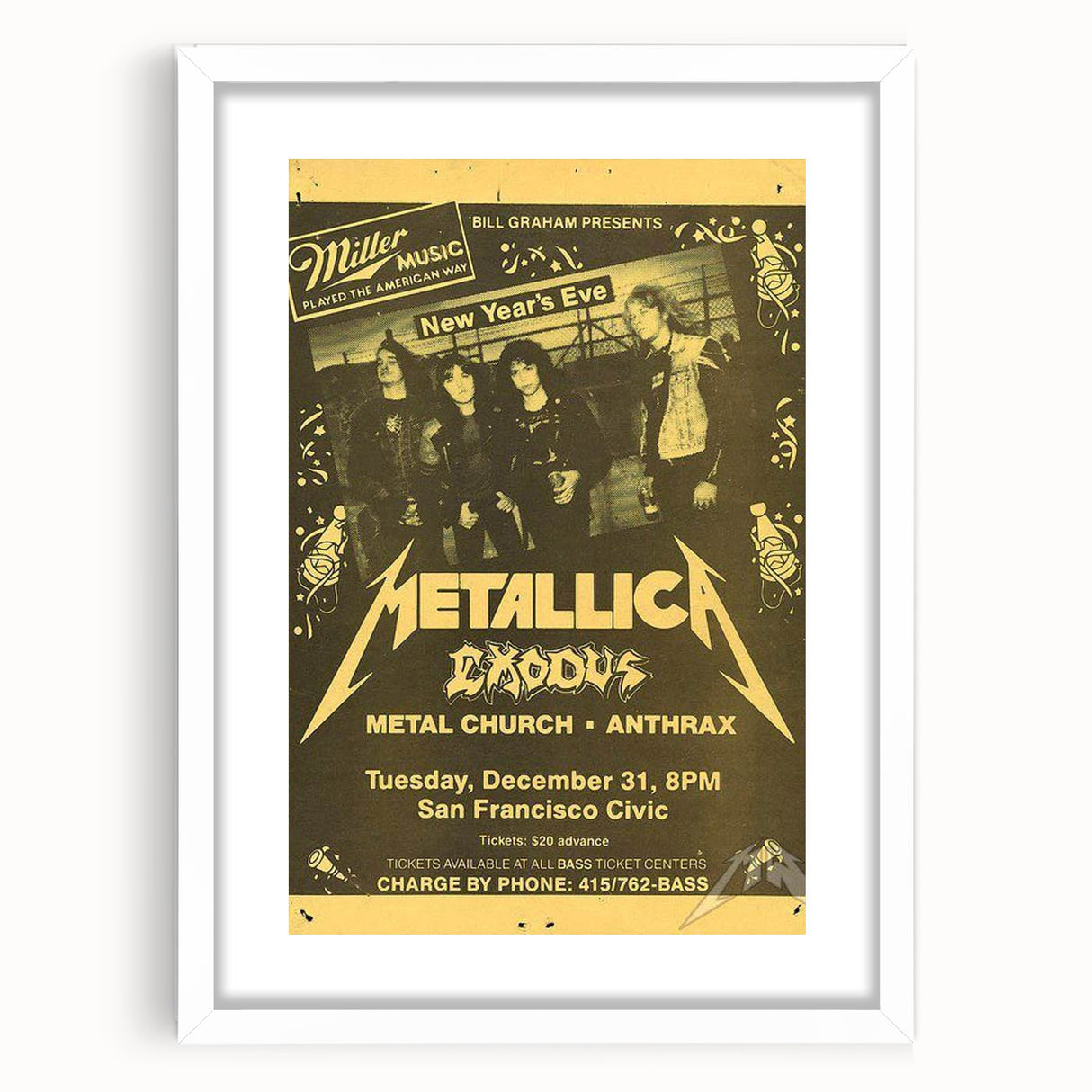 Metallica New Year's Eve 1980s Concert Poster - Retro Metal Wall Art
