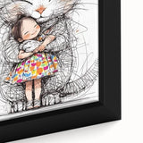 Adorable Cat & Girl Hug Girls Room Wall Art - Kids Animal Decor