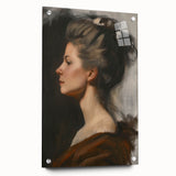 Abstract figurative acrylic artwork displayed in a side view, featuring vibrant colors and intricate details, enhanced with decorative pins for a modern touch. This image highlights the unique textures and artistic design suitable for contemporary interior decor.