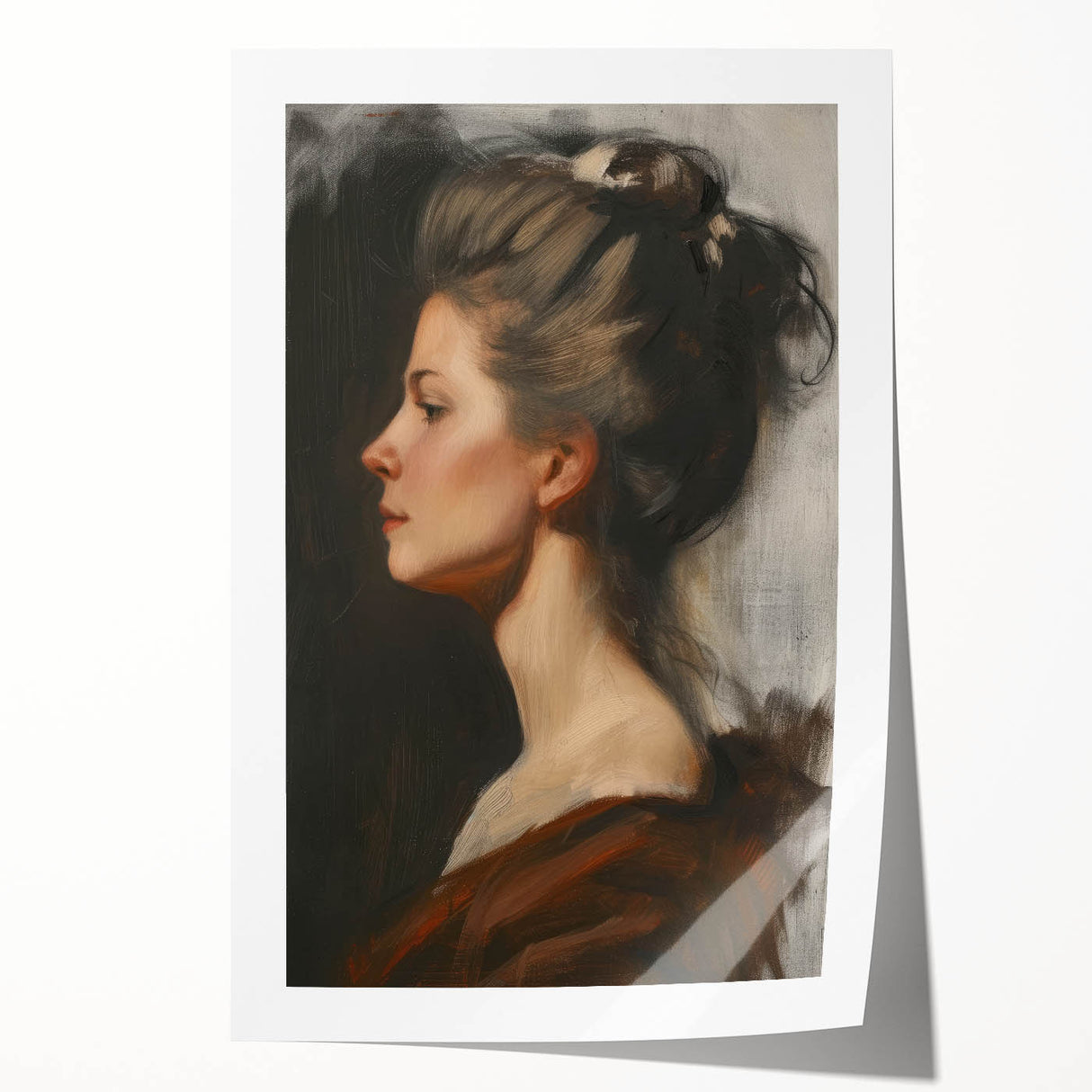 Abstract figurative rolled print showcasing vibrant colors and dynamic shapes, perfect for modern home decor. Packaged securely in a cardboard tube for safe shipping.