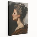 Abstract figurative stretched canvas artwork showcasing vibrant colors and dynamic shapes, displayed in a side view to highlight its depth and texture, perfect for modern home decor.