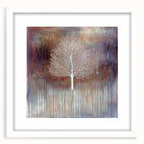 Abstract floral frame artwork in a white mat, showcasing vibrant colors and intricate patterns, ideal for home decor or gallery display, enhancing any interior space.