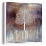 Framed canvas artwork displaying an abstract floral design in vibrant colors, set against a white background, showcasing a modern aesthetic ideal for home decor.