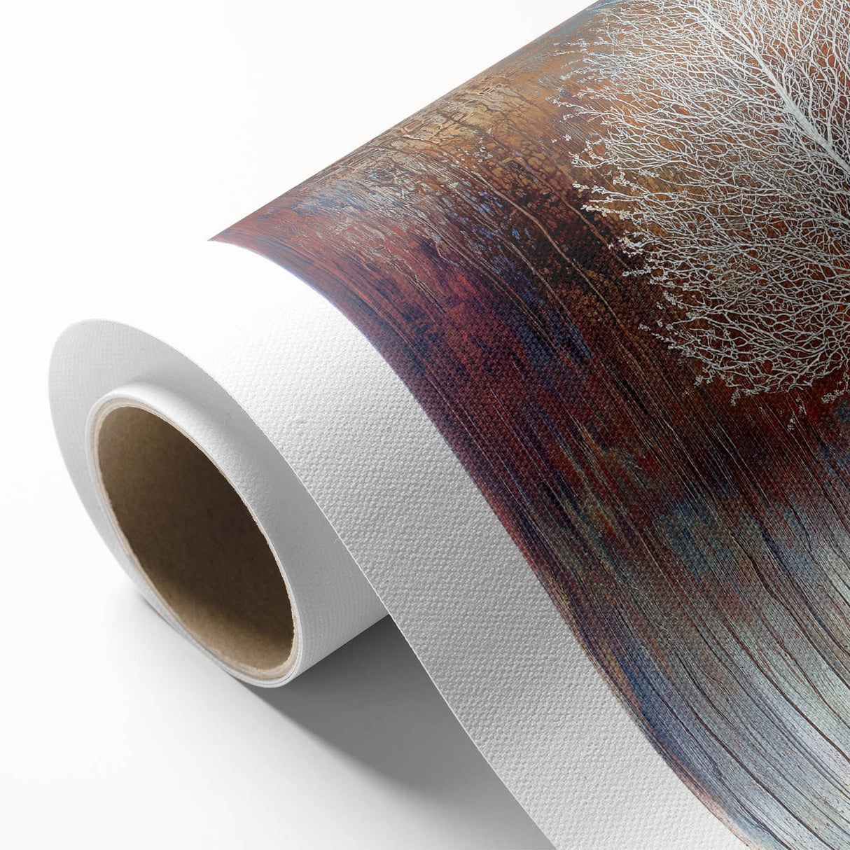 Abstract floral design on rolled canvas, showcasing vibrant colors and intricate patterns, ideal for home decor. Packaged securely in a durable cardboard tube for safe delivery. Perfect for adding a touch of artistic elegance to any space.
