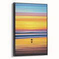 Framed abstract landscape canvas art in a sleek black frame, showcasing vibrant colors and dynamic brushstrokes, perfect for modern home decor.