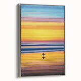 Framed abstract landscape canvas artwork with a silver frame, showcasing vibrant colors and textured details, ideal for modern home decor.