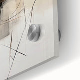 Close-up of abstract minimalist wall art design showcasing vibrant colors and smooth acrylic glass finish, perfect for modern home decor.