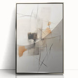 Framed abstract minimalist wall art featuring a silver acrylic design, showcased in a sleek front view. Perfect for modern decor and enhancing interior spaces.