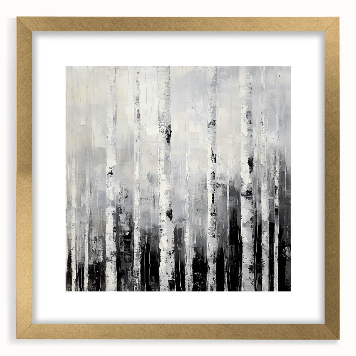 Modern Abstract Wall Art – Monochrome Birch Tree Forest Canvas