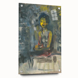 Expressionist Art - Seated Woman in Vibrant Colors
