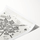 Modern Wall Art - Abstract Black & White Geometric Print for Bold Decor