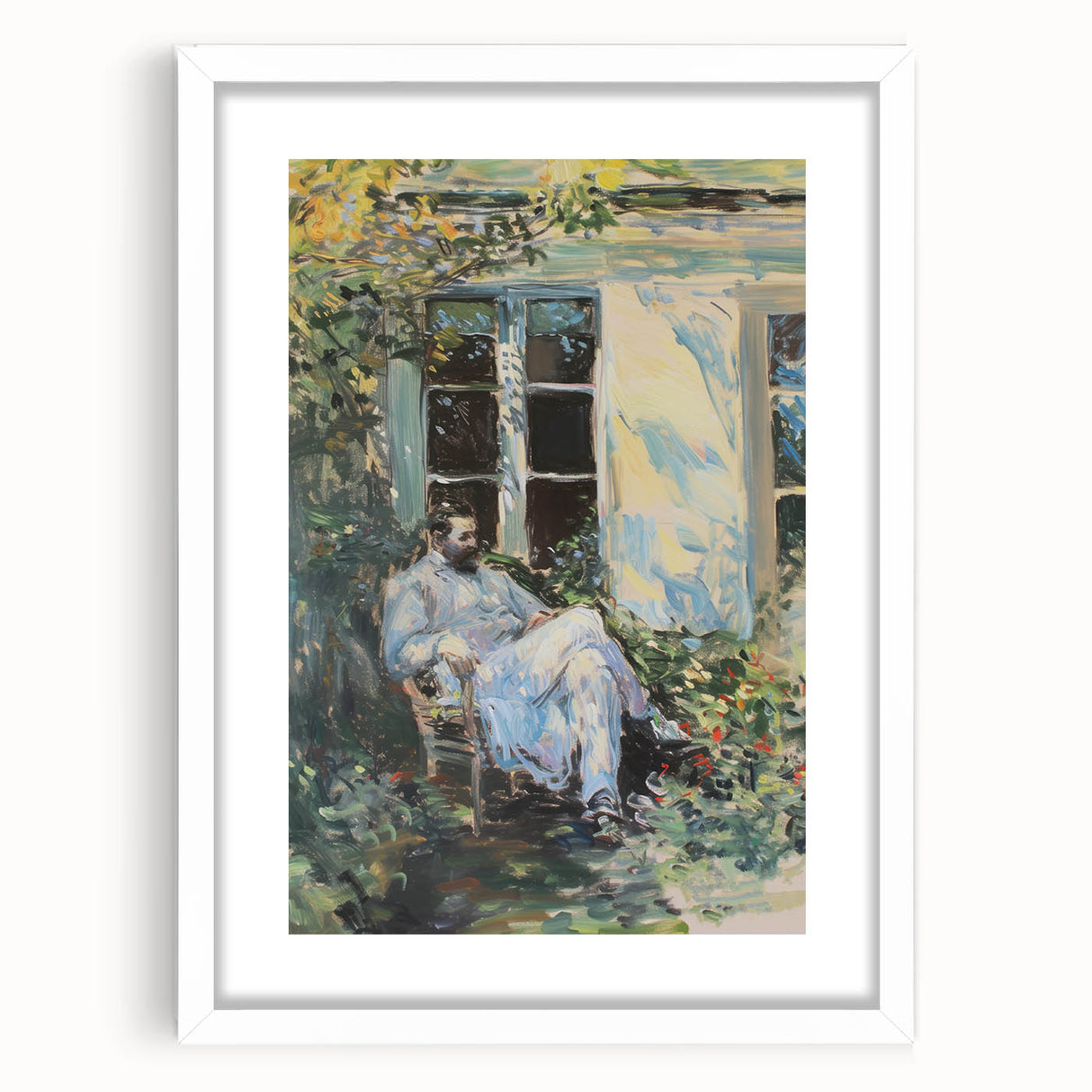 Abstract figurative frame with a white mat, showcasing a modern artwork design. The frame is positioned front view, highlighting its clean lines and contemporary style, ideal for enhancing any living space.