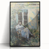 Framed abstract figurative art piece showcasing vibrant colors and dynamic shapes, with a sleek black frame ideal for modern decor, perfect for enhancing living spaces.