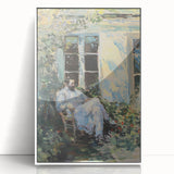 Framed acrylic artwork showcasing an abstract figurative design with vibrant colors and bold shapes. Ideal for modern home decor, enhancing any living space.