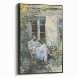 Abstract figurative framed canvas artwork showcasing a striking black design with dynamic shapes, perfect for modern home decor. Side view highlights the frame's sleek profile, enhancing the artistic appeal and versatility for various interior styles.