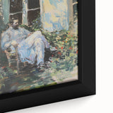 Close-up of an abstract figurative framed canvas artwork showcasing vibrant colors and intricate details, perfect for modern home decor and adding artistic flair.