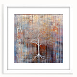 Abstract floral wall art frame with a white mat, showcasing vibrant colors and intricate designs, perfect for home decor or gallery displays.