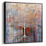 Framed canvas artwork depicting an abstract floral design with vibrant colors, showcased from a black side view, perfect for modern home decor.