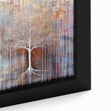 Close-up of an abstract floral framed canvas artwork displaying vibrant colors and intricate details, perfect for enhancing modern home decor aesthetics.