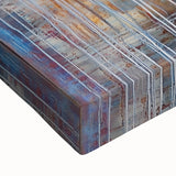 Close-up of a vibrant abstract floral design on stretched canvas, showcasing rich colors and intricate details, perfect for contemporary home decor.