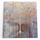 Abstract floral stretched canvas artwork in vibrant colors, showcasing intricate petal patterns and a modern design, perfect for contemporary home decor.