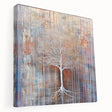 Stretched canvas artwork showcasing vibrant abstract floral designs in bold colors, highlighting intricate details and textures for a captivating wall display.