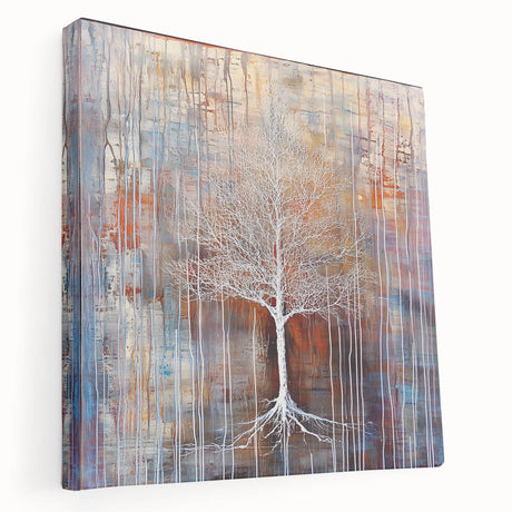 Stretched canvas artwork showcasing vibrant abstract floral designs in bold colors, highlighting intricate details and textures for a captivating wall display.
