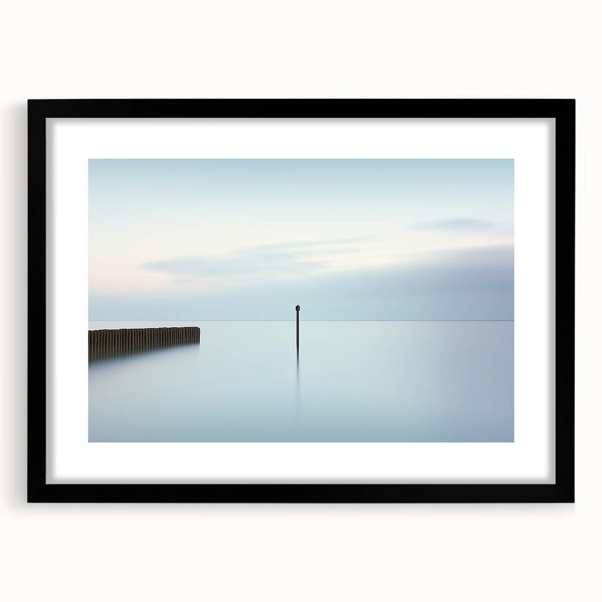 Abstract landscape framed artwork with a black mat, showcasing vibrant colors and intricate details, perfect for modern home decor or office spaces.
