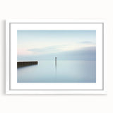 Abstract landscape artwork framed with a white mat, showcasing vibrant colors and intricate details, ideal for modern home decor. Perfect for enhancing living spaces.